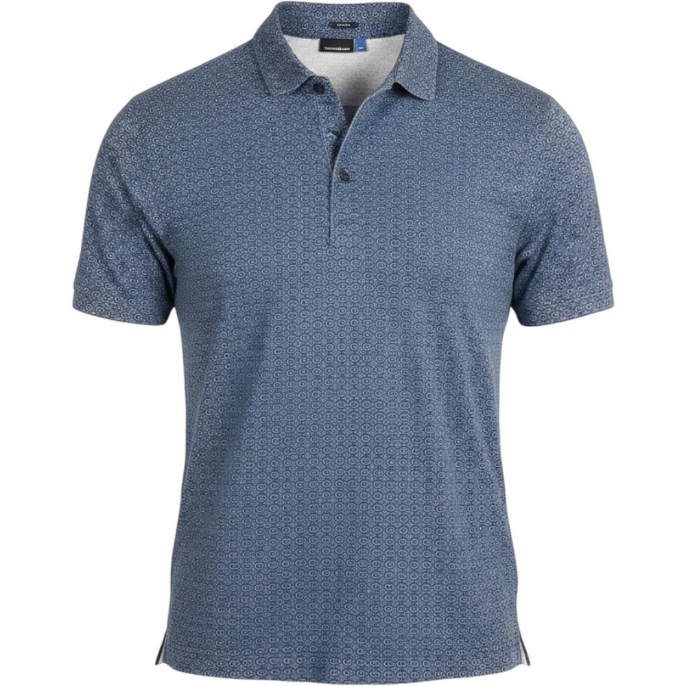 J.Lindeberg Polo Shirt Mens XL Blue Egon Slim Printed Lux Jersey Geometric Golf
